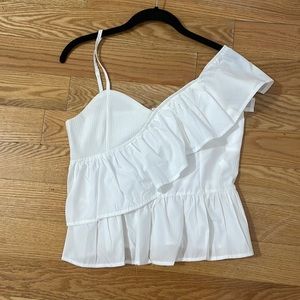 SheIn White Ruffled Tank - Small